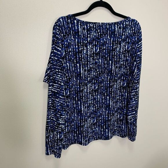 MICHAEL Michael Kors along Sleeve Blue Black Top Size Large (q1) - Picture 5 of 7